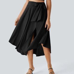 Breezeful™ High Waisted Tie Side 2-in-1 Curved Hem Flowy Quick Dry Midi Casual S